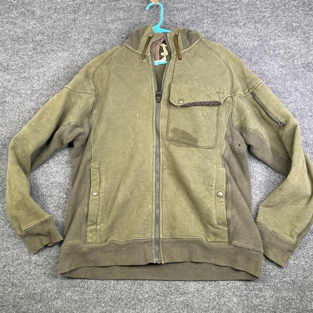 Lululemon Athletica Mens Heavyweight Full Zip Hoodie Olive Green XL Stained